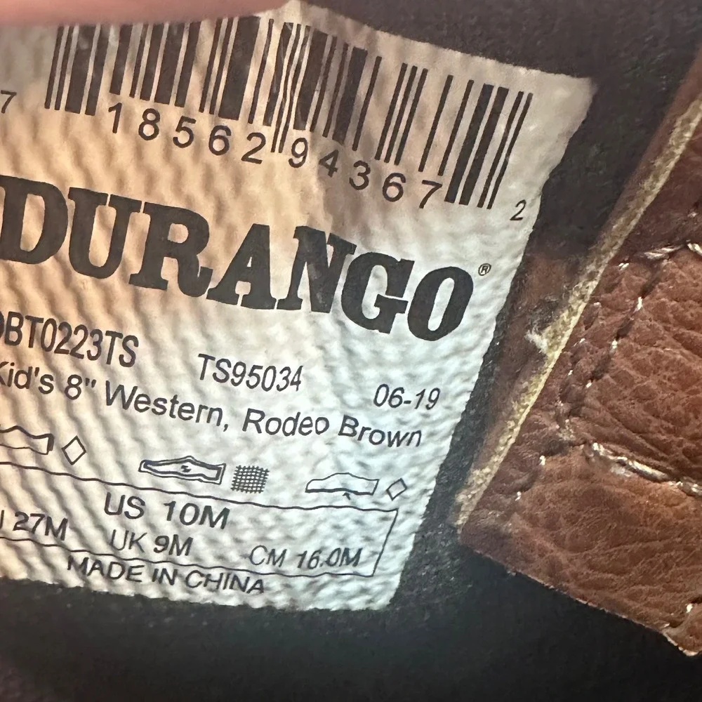 Durango Lil Durango Kids Brown Western Cowboy Boots Square Toe Pull On Scuffed
